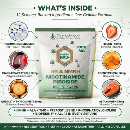 Liposomal NAD+ NR & NMNH Complex – Resveratrol & CoQ10 Capsules